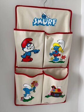 Vintage 1980s Smurf Hanging Pocket Organizer